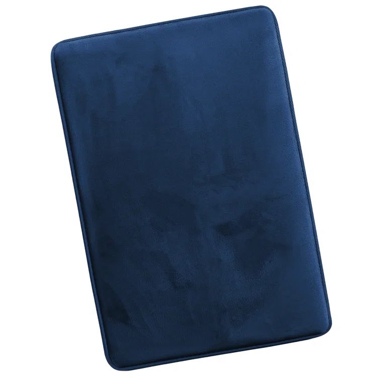 Royal Blue Velvet Memory Foam Rectangular Bath Mat