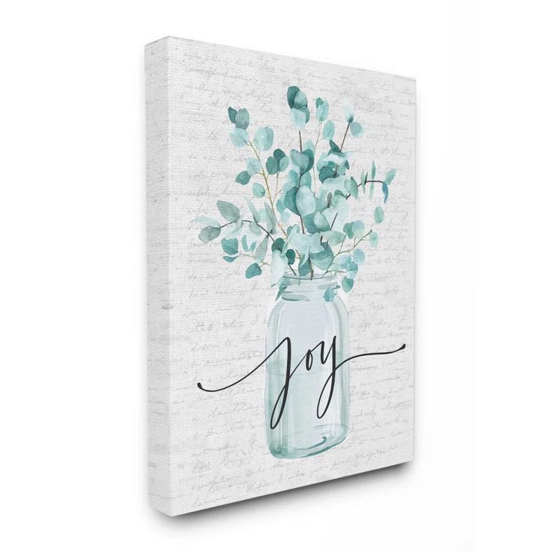 Aqua Blue Plant Leaves Canvas Wall Art, 36" x 48"