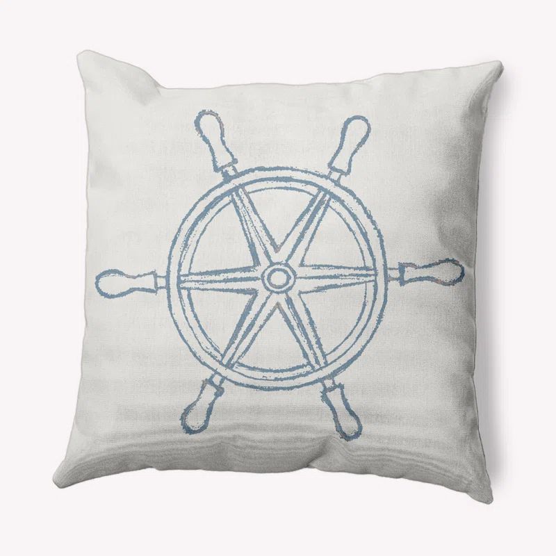 Dusty Smoke Nautical Ship Wheel Polyester Square Pillow