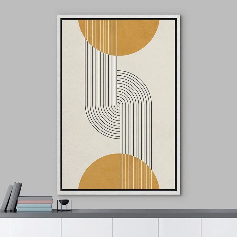 White Framed Geometric Abstract Canvas Print, 24"x36"