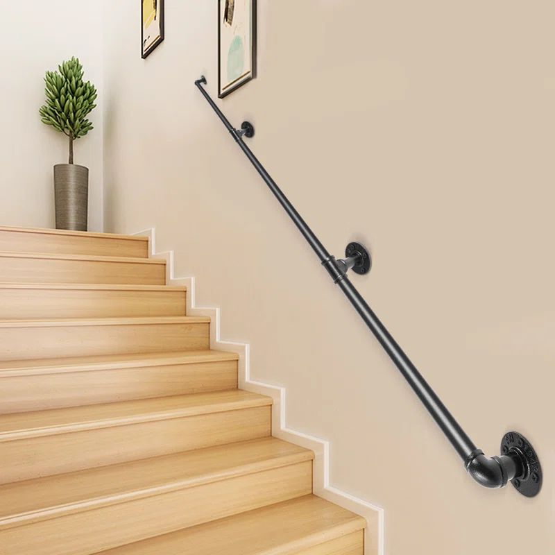 Industrial Black Metal Stair Handrail with PVC Coating