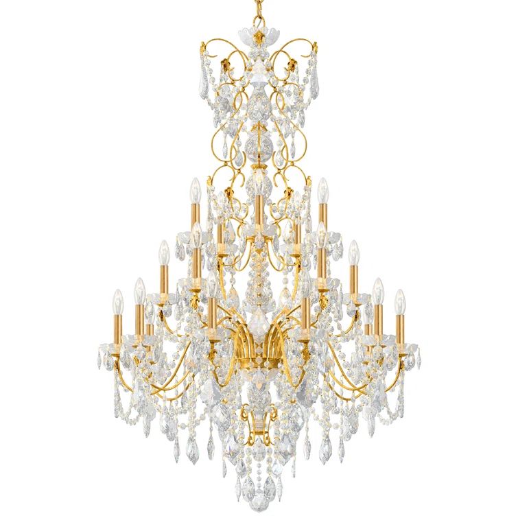 Heirloom Gold 20-Light Crystal Candle Chandelier with Clear Heritage Crystals