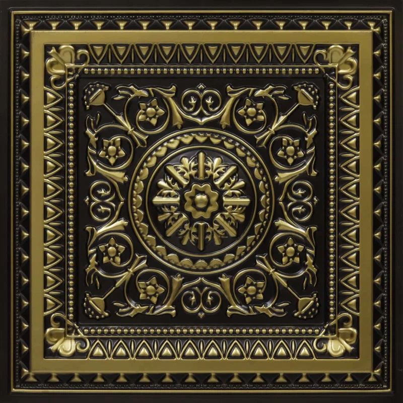 Antique Brass 24" Square PVC Ceiling Tile Set