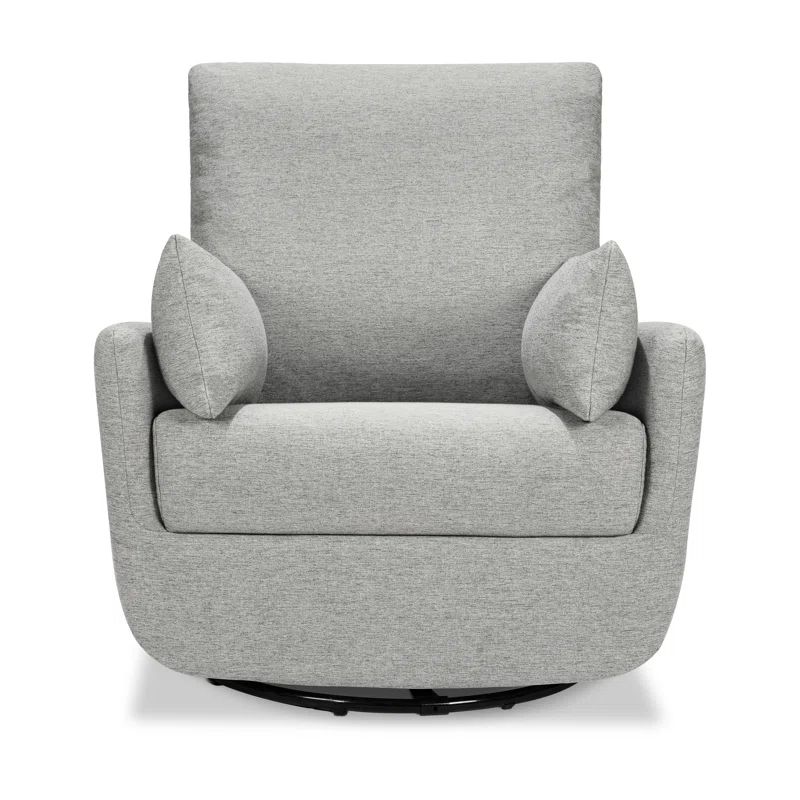 Frost Gray Fully Upholstered Iron Swivel Glider Chair