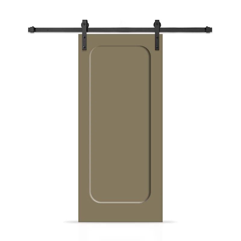 Olive Green Matte Black Composite Modern Sliding Barn Door Kit
