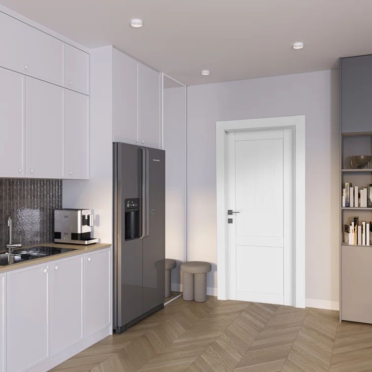 Bianco Noble White MDF Paneled Slab Door, 36" x 84"