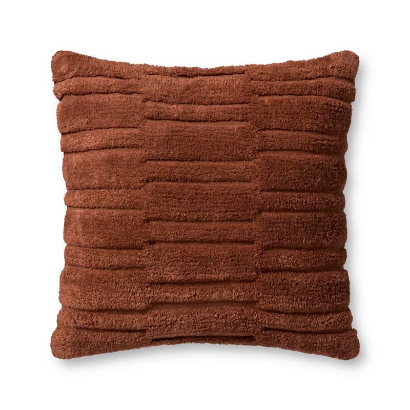 Rust Textured Cotton Blend Square Throw Pillow 22" x 22"