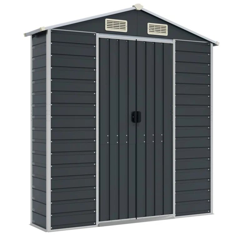 Anthracite Galvanized Steel Outdoor Storage Shed with Ventilation