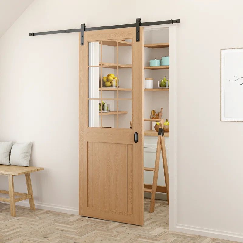 78-3/4 in. Matte Black Soft Close Sliding Barn Door Hardware Kit