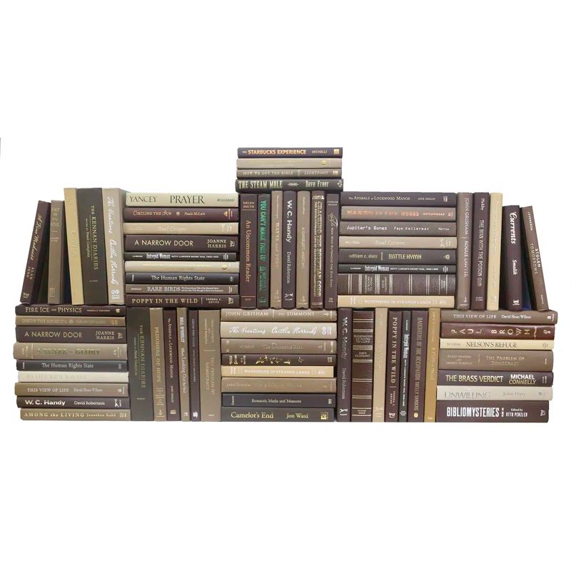 Modern Chocolate Brown Decorative Book Wall Set of 75
