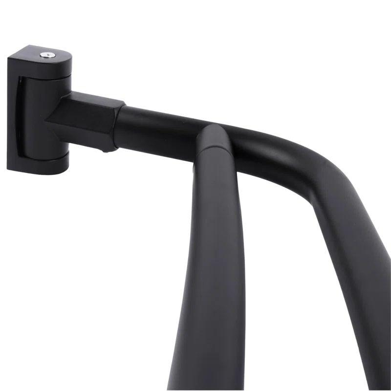 Adjustable Black Aluminum Double Curved Wall Mounted Shower Rod