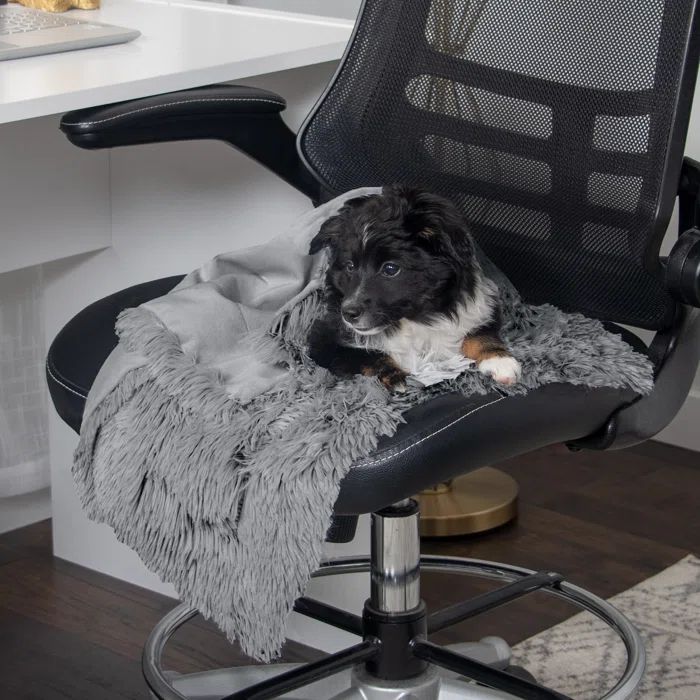 Small Gray Waterproof Faux Fur and Velvet Pet Blanket