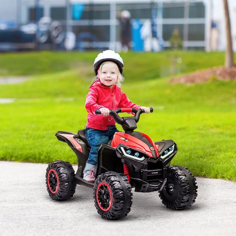 Red 12V Kids ATV Quad with Wear-Resistant Wheels