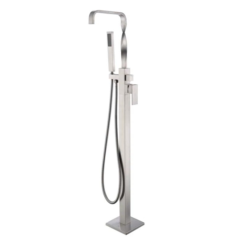 Brushed Nickel 2-Handle Floor Tub Filler with Diverter