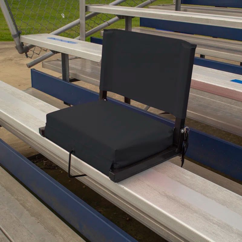 Large Black Canvas Stadium Chair with Padded Seat and Back Support