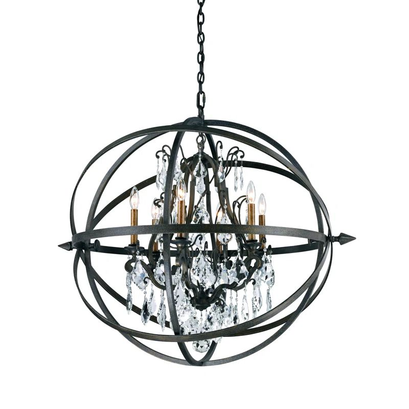 Byron Vintage Bronze 6-Light Chandelier with Crystal Accents