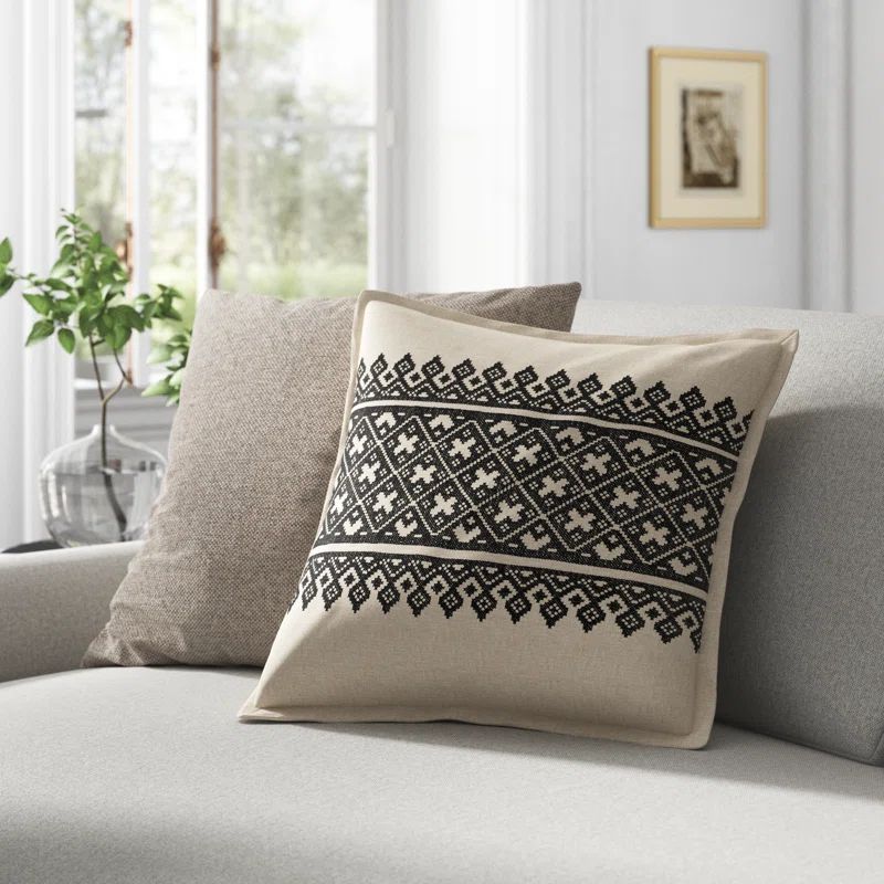 Pentas Geometric Linen Throw Pillow