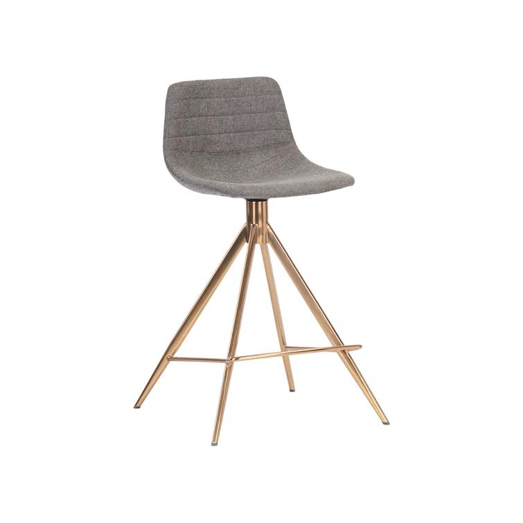Belfast Koala Grey 30" Swivel Bar Stool with Gold Legs