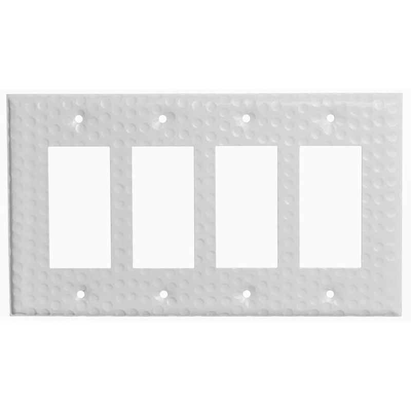 Classic White Hand Hammered 4-Gang Metal Wall Plate