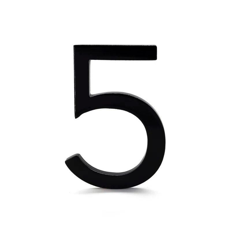8-inch Black Aluminum Floating House Number 5