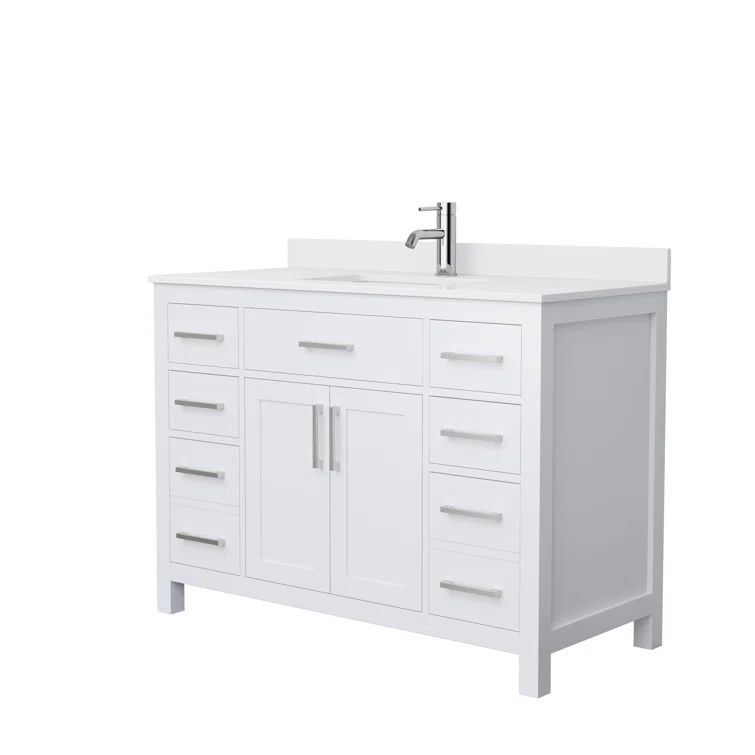 Beckett 48" White Cultured Marble Freestanding Single Bathroom Vanity