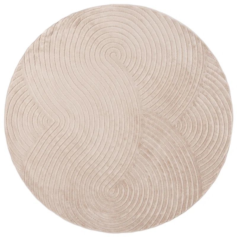 Selena Beige Round Synthetic Easy Care Rug
