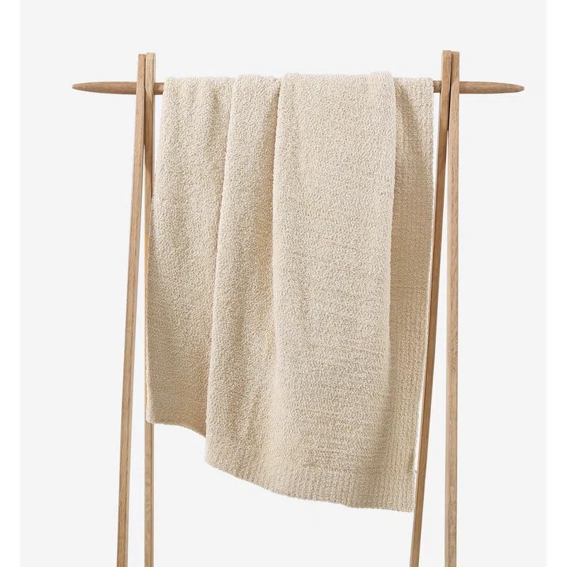 Sahara Tan Knitted Machine Washable Reversible Throw Blanket