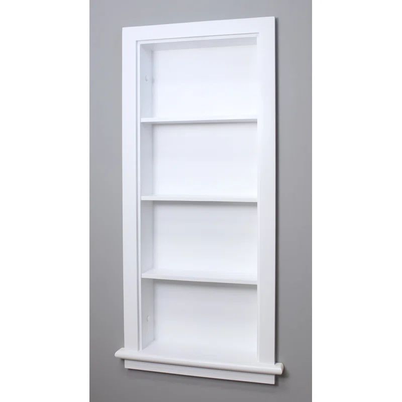 White 14x36 Wood Recessed Wall Niche with Shelves