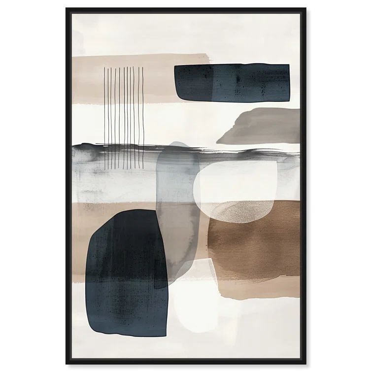 Black Framed Abstract Canvas Wall Art, 31" x 21"