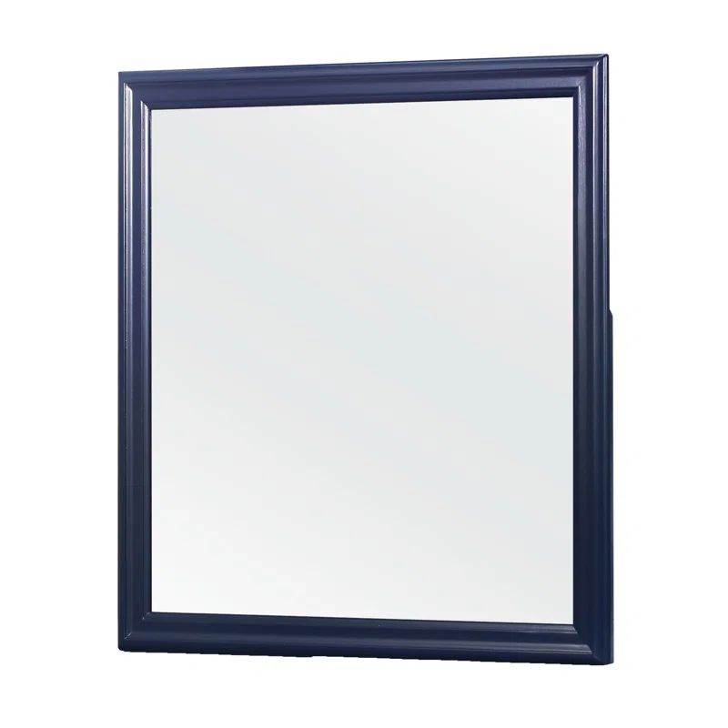 Charlie Blue Square 38" Wood Frame Wall Mirror