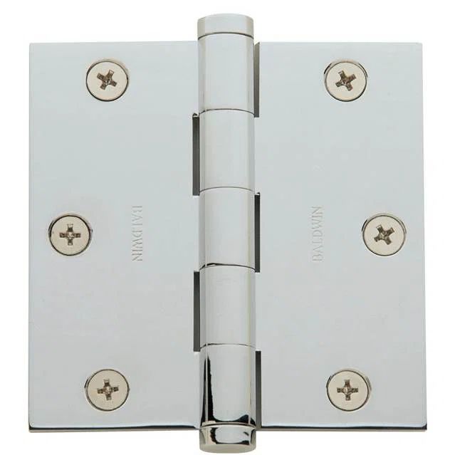 Bright Chrome 3.5" x 3.5" Plain Bearing Door Hinge