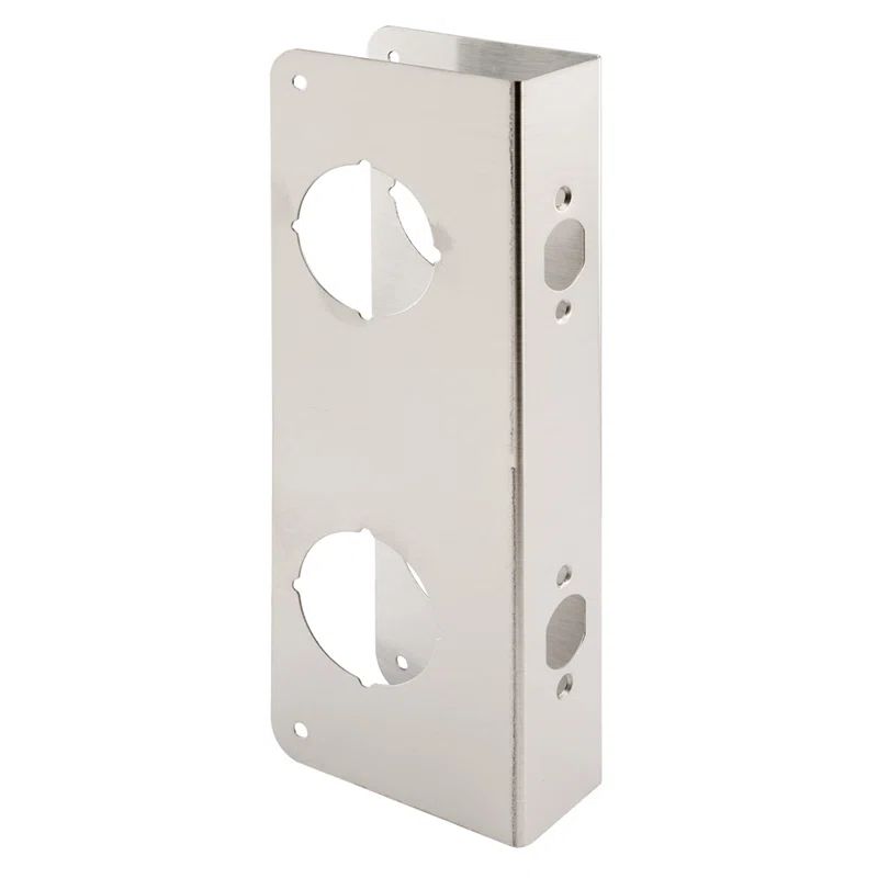 Modern Satin Brass Door Reinforcer with Lock