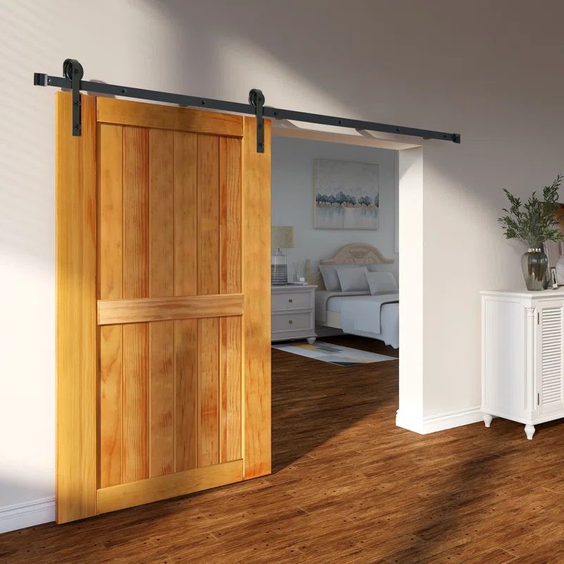 10FT Black Carbon Steel Sliding Barn Door Hardware Kit