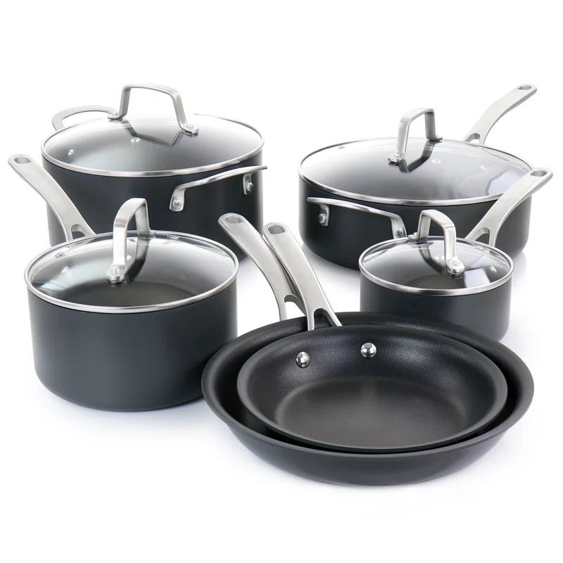 10 Piece Black Nonstick Aluminum Cookware Set