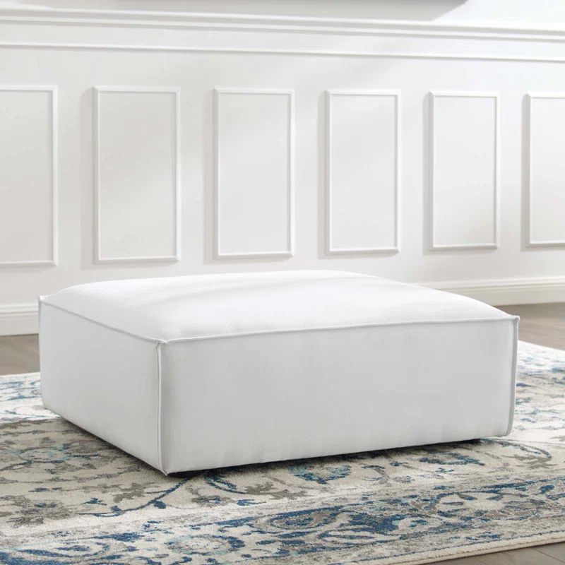Restore 41.5'' Tan Vegan Leather Minimalist Ottoman