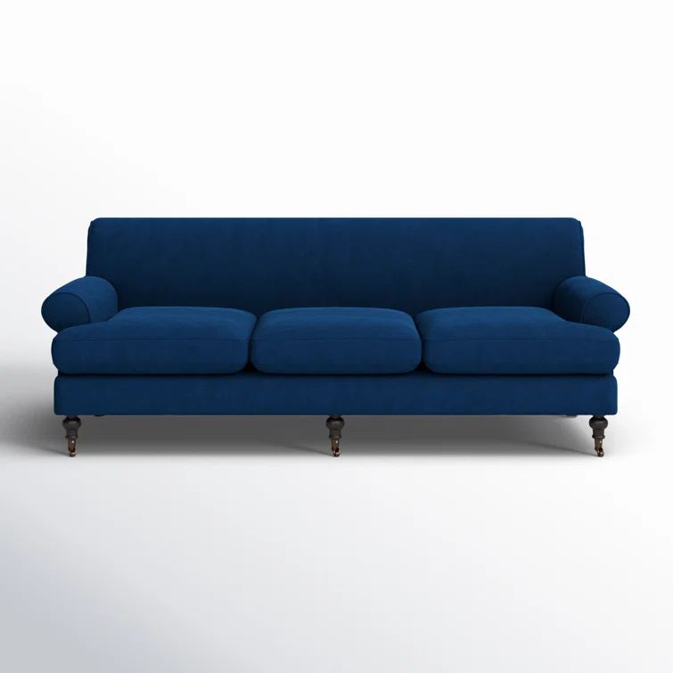 Alana Navy Blue Velvet Lawson Sofa with Removable Cushions
