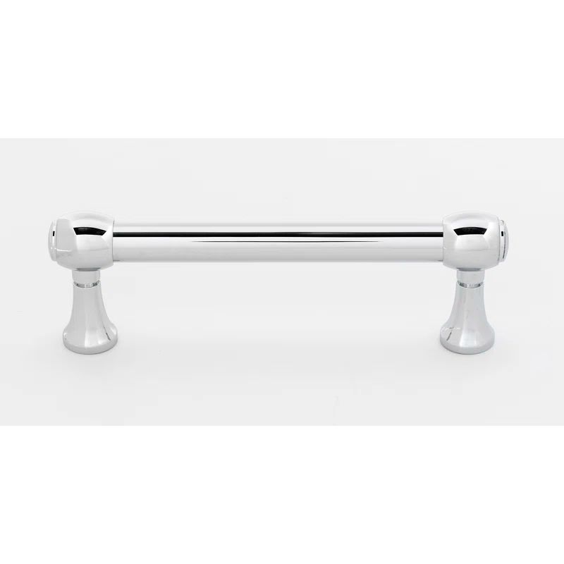 Polished Chrome Mid-Century Modern Bar Pull with Mounting Hardware