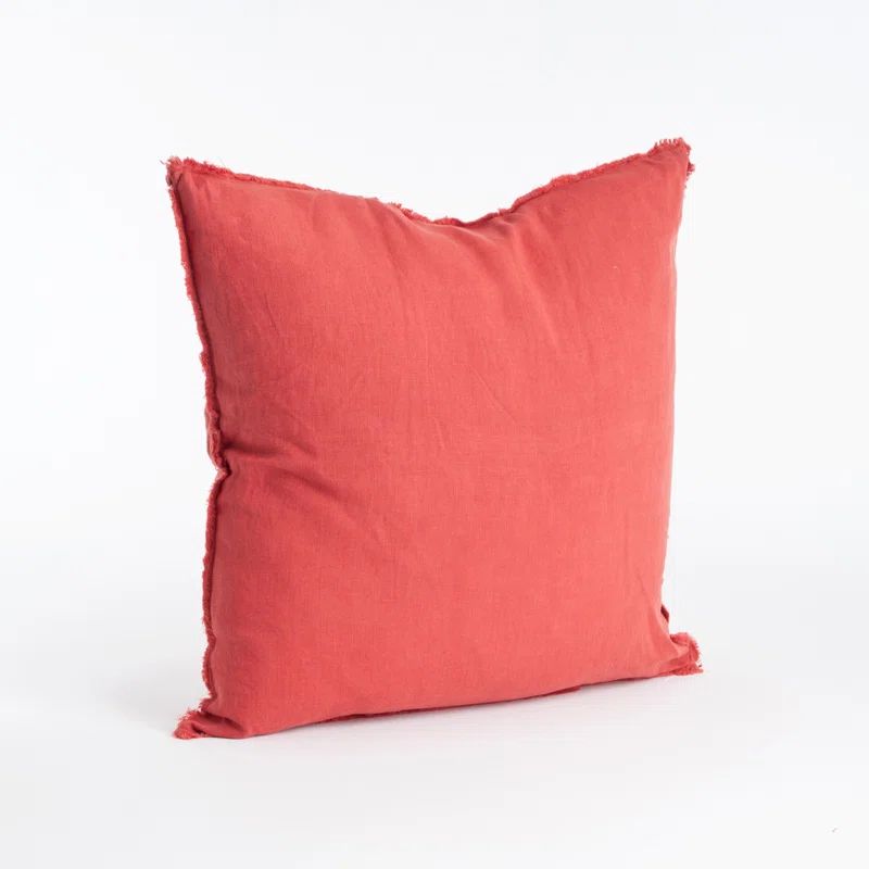 Rouge 20" Square Fringed Linen Throw Pillow