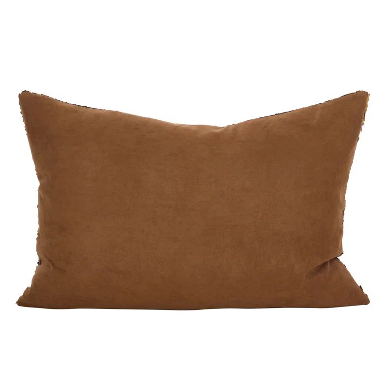Bronze Metallic Sequin Feather Fill Rectangle Throw Pillow