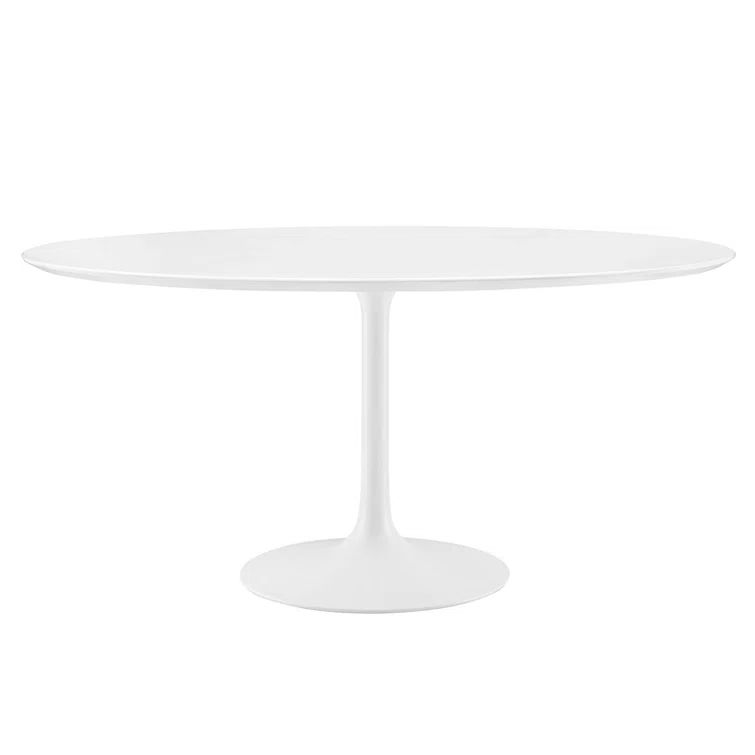 Lustrous 60" White Round Wood Pedestal Dining Table