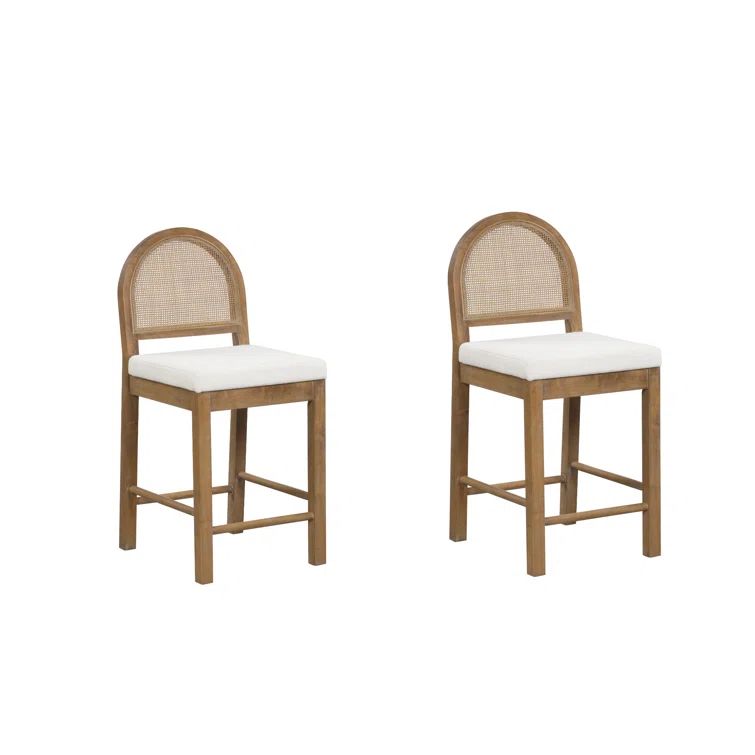 Bailey Brown Wood Counter Height Bar Stools with Upholstered Seats