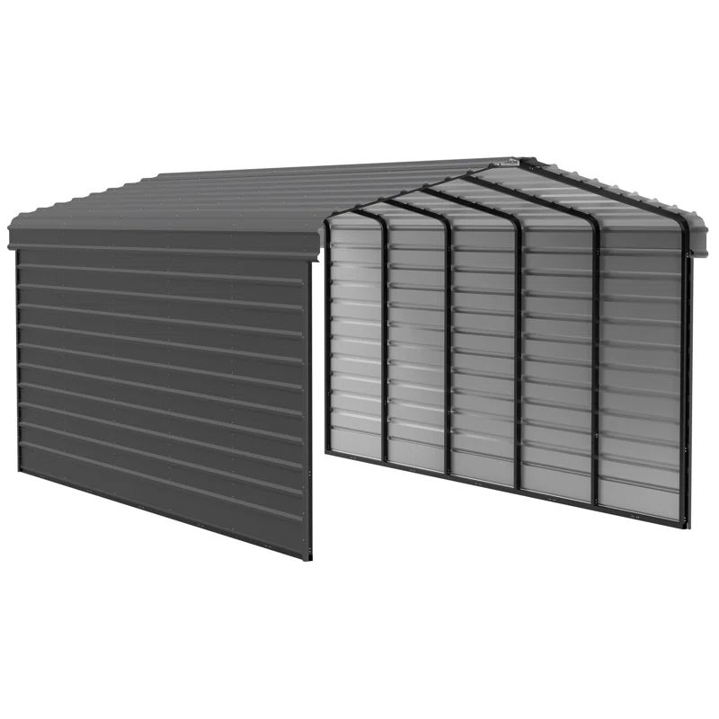 12' x 24' Charcoal Steel Carport Kit with Enclosure