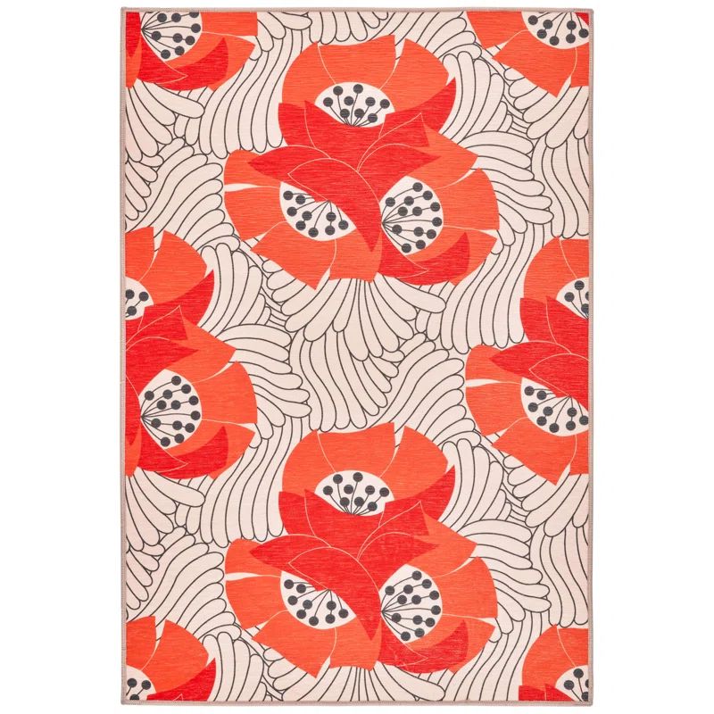 Multicolor Synthetic Rectangular 6' x 9' Washable Rug