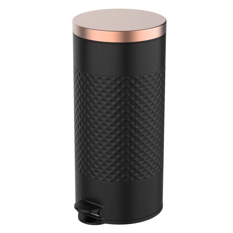 Black Stainless Steel Pedal Trash Can with Copper Lid - 8 Gallons