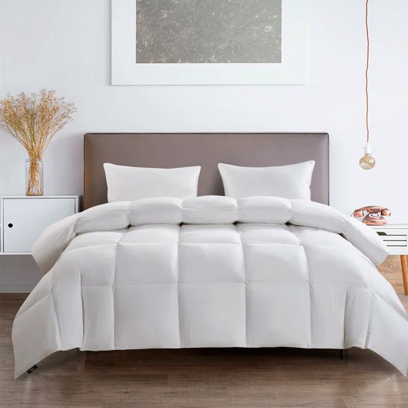 Twin White Cotton Goose Down Comforter