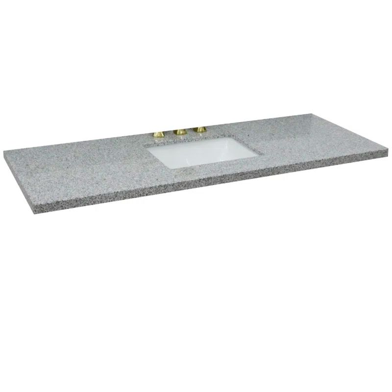 61'' Gray Granite Bathroom Vanity Top with White Ceramic Sink