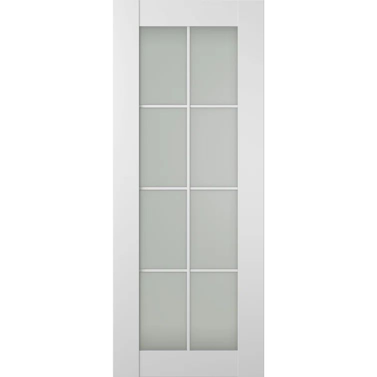 Belldinni Smart Pro 8 Lite Polar White Manufactured Wood and Frosted Glass Interior Door Slab