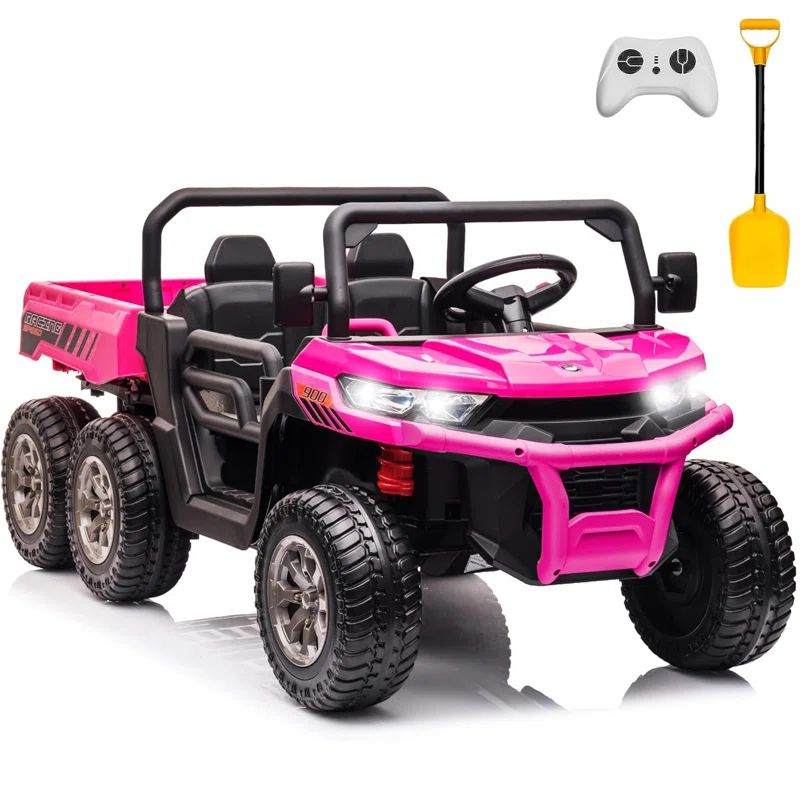 Pink 24V Kids Ride-On Truck with Remote Control and Electric Dump Bed
