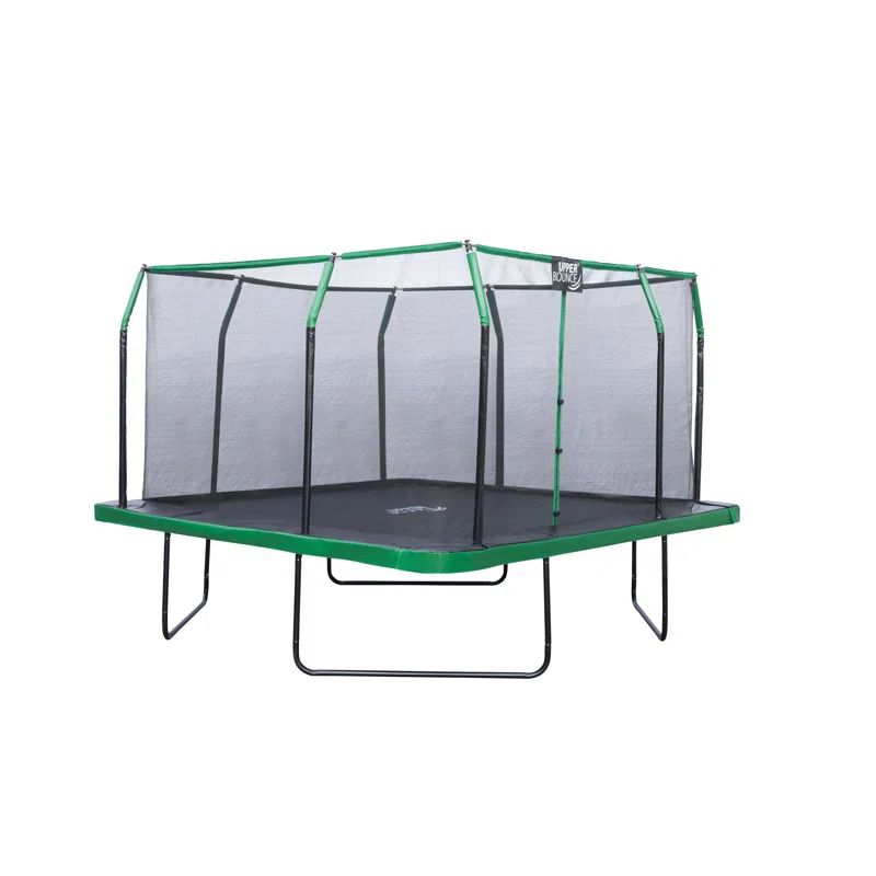 12' x 12' Green Steel Square Trampoline with Enclosure