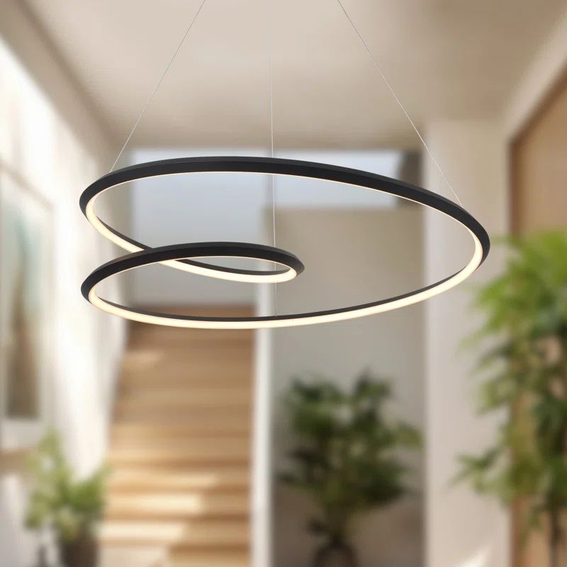 Willard English Cottage-Inspired Black Aluminum LED Pendant